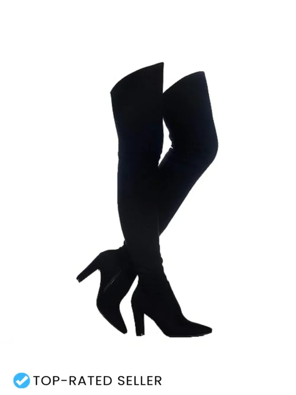 Women's Stretch Suede Chunky Heel Over the Knee Boots Thigh High Pull-On